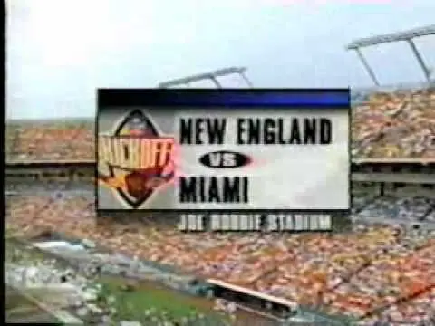 In honor of the lead up to the NFL season, here is the intro to NBC's Kickoff Week in 1994 between the Miami Dolphins & New England Patriots, which combines the visual graphics of the 1993 NBC package with a nifty new theme. This was Dan Marino's first post-injury game & was a classic shootout. 1
