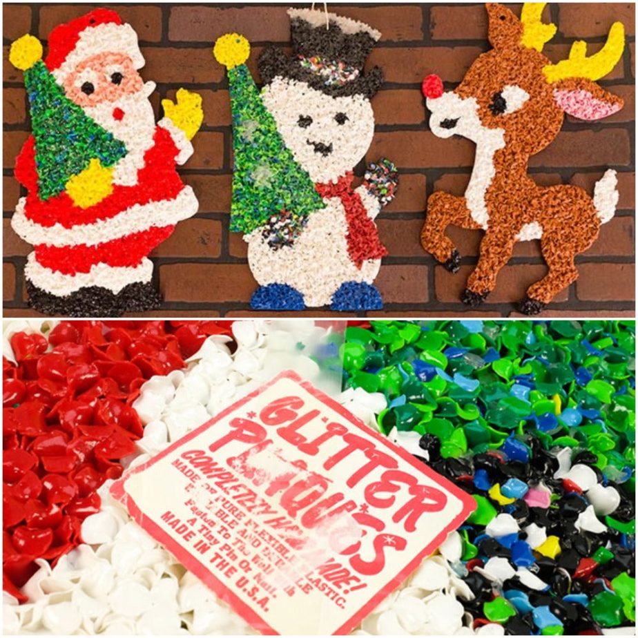 Glitter Plaques AKA melted popcorn plastic decorations, 1970s kitsch at