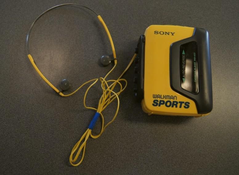 The Sony Sports Walkman, with streamline headphones