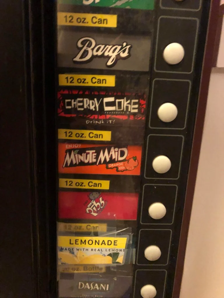The vending machine at the Crater Lake Lodge still has the old school Cherry Coke logo. 9 The vending machine at the Crater Lake Lodge still has the old school Cherry Coke logo. 9