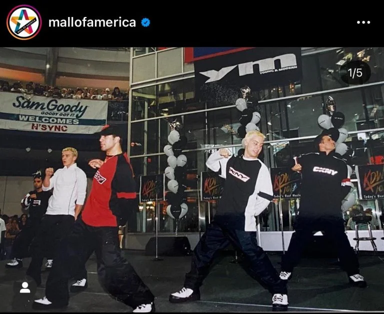Sam Goody welcomes N’Sync at the Sam Goody Rotunda at the Mall of America in the late 1990s. 1