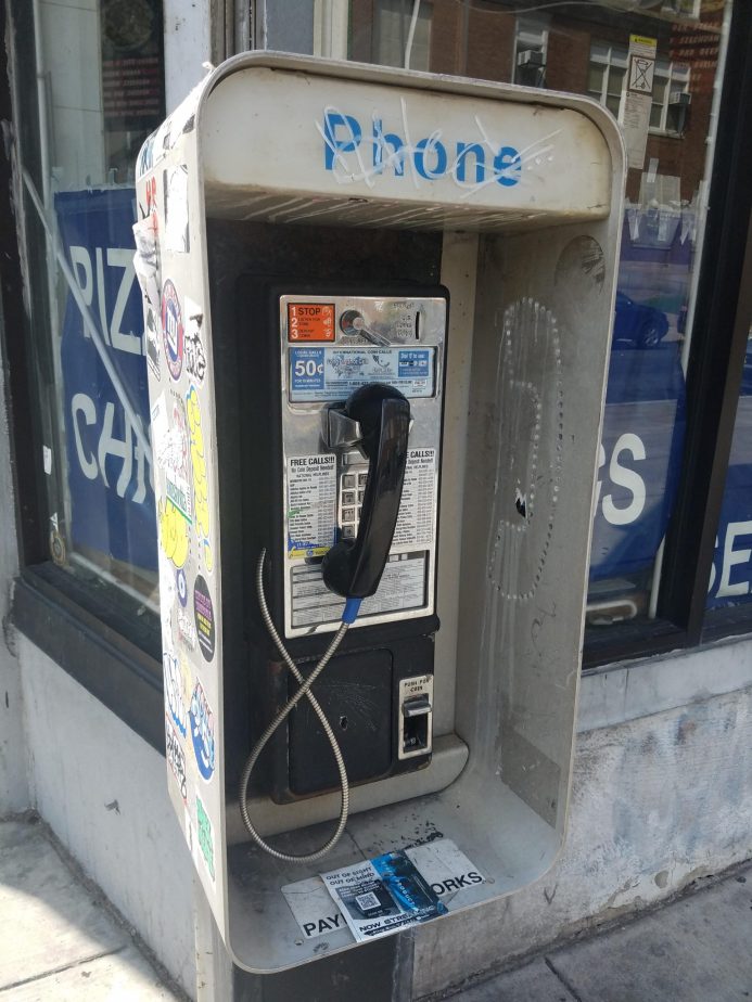 I saw a pay phone today.