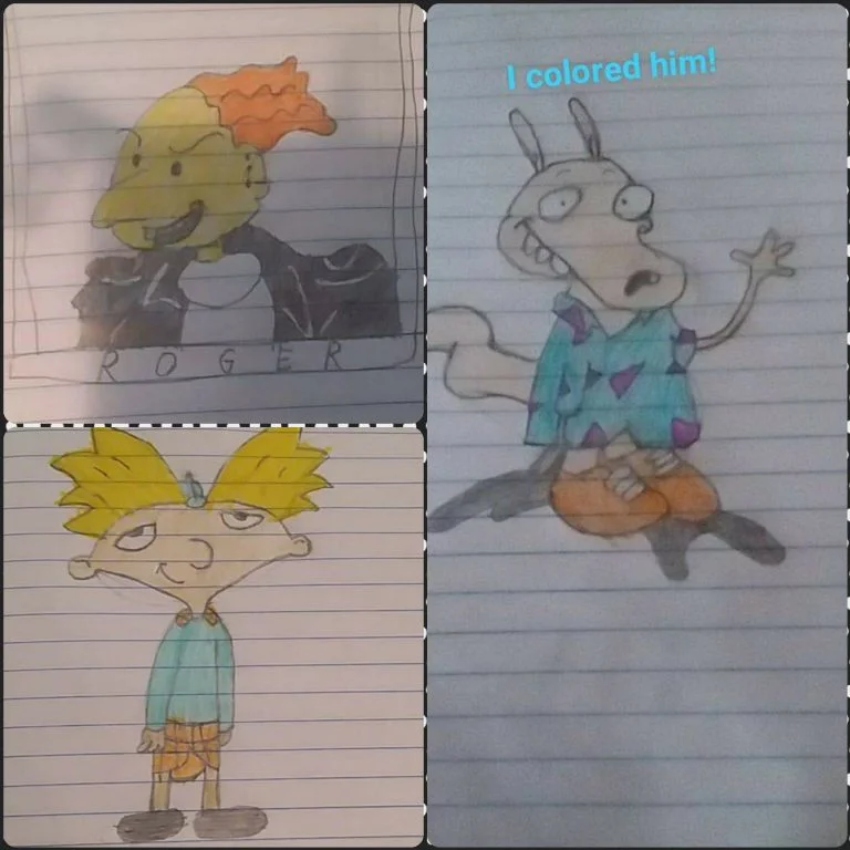 My 8 year old cousin draws photos of 90's cartoons and sends them to me. 23 My 8 year old cousin draws photos of 90's cartoons and sends them to me. 23