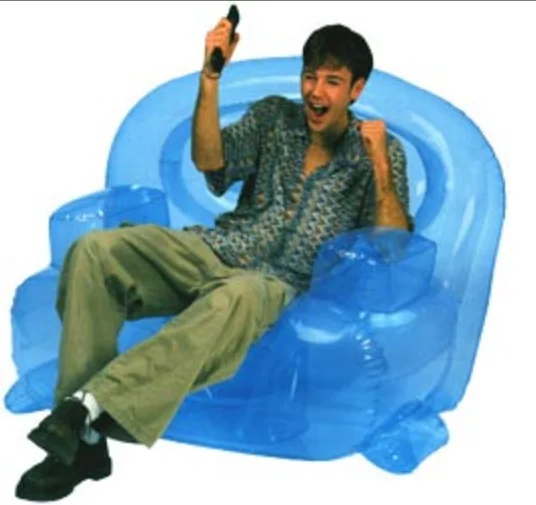 Was anyone really ever having this good of a time on inflatable furniture? 3