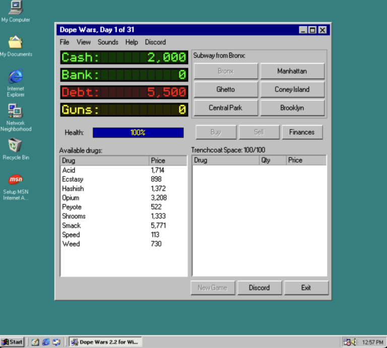 Remember Dope Wars? Reliving the Risky Business on Windows 98 2 Remember Dope Wars? Reliving the Risky Business on Windows 98 2